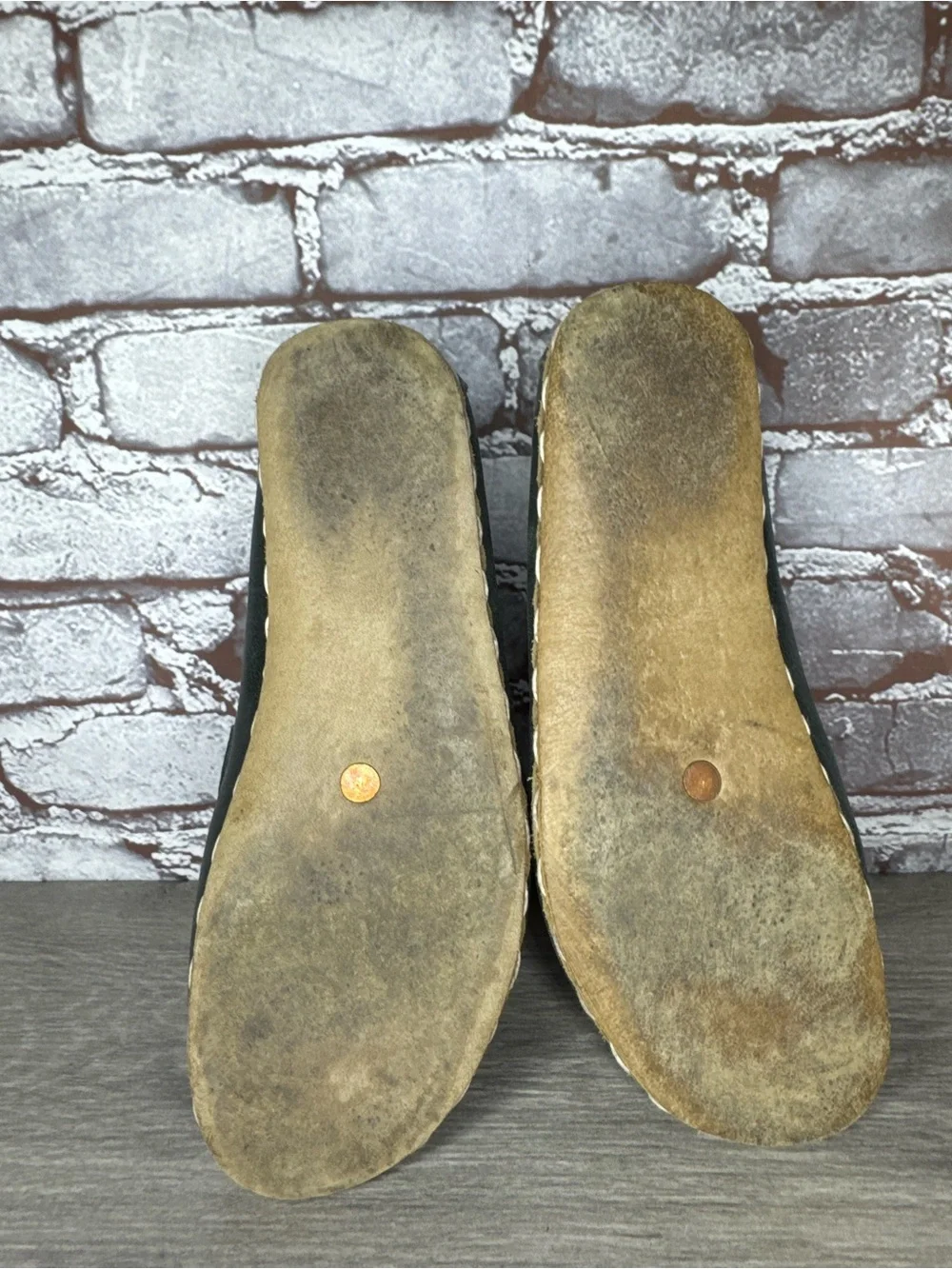 Nebula Walking Dark Green Blue Leather Slip On Loafers Shoes Women Sz 9M US/40EU